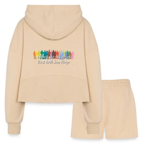 a church for all people - with colorful graphic - Women’s Cropped Hoodie & Jogger Short Set