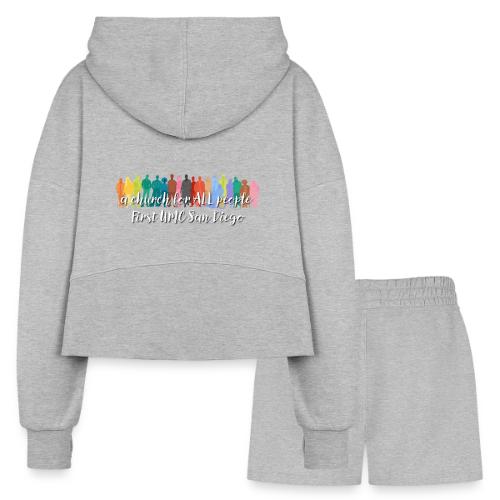 a church for all people - with colorful graphic - Women’s Cropped Hoodie & Jogger Short Set