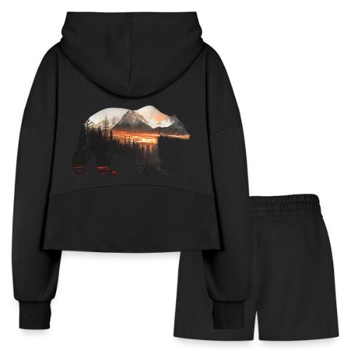 Canada Bear: fiery tones - Women’s Cropped Hoodie & Jogger Short Set