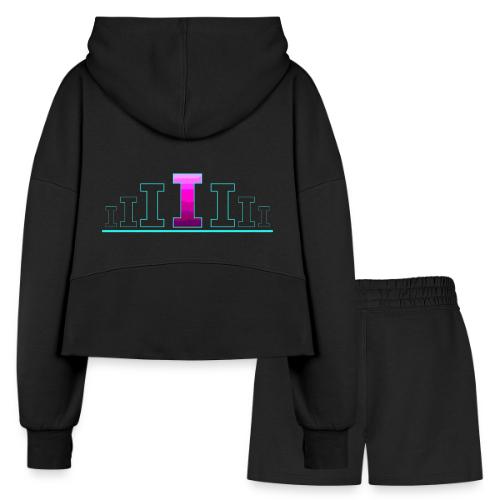 Letter I – Capital Varsity Alphabet Monogram - Women’s Cropped Hoodie & Jogger Short Set