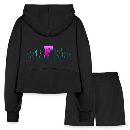Letter F – Capital Varsity Alphabet Monogram - Women’s Cropped Hoodie & Jogger Short Set