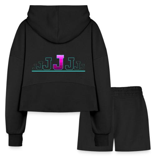 Letter J – Capital Varsity Alphabet Monogram - Women’s Cropped Hoodie & Jogger Short Set