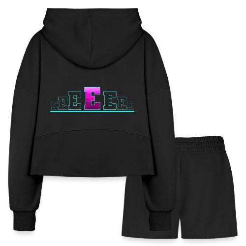 Letter E – Capital Varsity Alphabet Monogram - Women’s Cropped Hoodie & Jogger Short Set