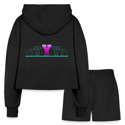 Letter Y – Capital Varsity Alphabet Monogram - Women’s Cropped Hoodie & Jogger Short Set