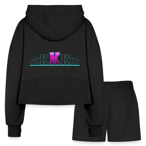 Letter K – Capital Varsity Alphabet Monogram - Women’s Cropped Hoodie & Jogger Short Set