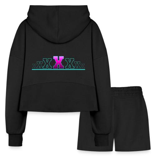 Letter X – Capital Varsity Alphabet Monogram - Women’s Cropped Hoodie & Jogger Short Set