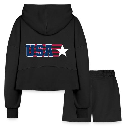 Star Stripe USA - Women’s Cropped Hoodie & Jogger Short Set