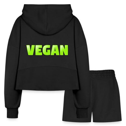 Vegan Bold Green Typography Design - Women’s Cropped Hoodie & Jogger Short Set