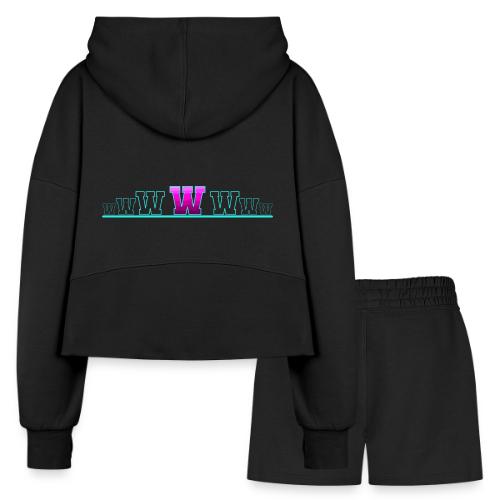 Letter W – Capital Varsity Alphabet Monogram - Women’s Cropped Hoodie & Jogger Short Set