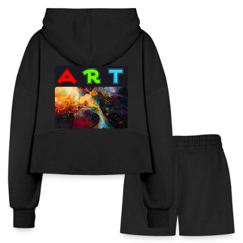 Waves of Art - Women’s Cropped Hoodie & Jogger Short Set