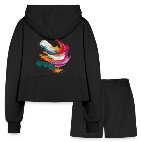 Colorful brushstrokes - Women’s Cropped Hoodie & Jogger Short Set