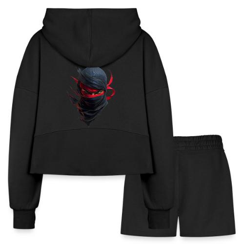 Crimson Stare Ninja - Women’s Cropped Hoodie & Jogger Short Set