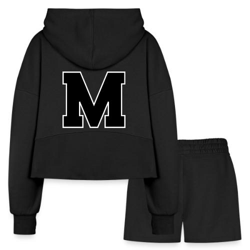 Varsity Letter M Collegiate Alphabet Art - Women’s Cropped Hoodie & Jogger Short Set
