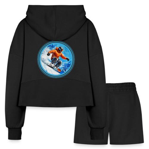 Snowboarding Motion - Women’s Cropped Hoodie & Jogger Short Set