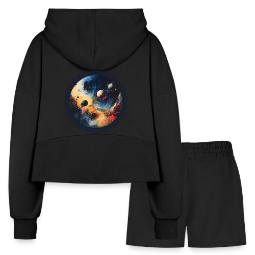 Chaotic Color Planets - Women’s Cropped Hoodie & Jogger Short Set