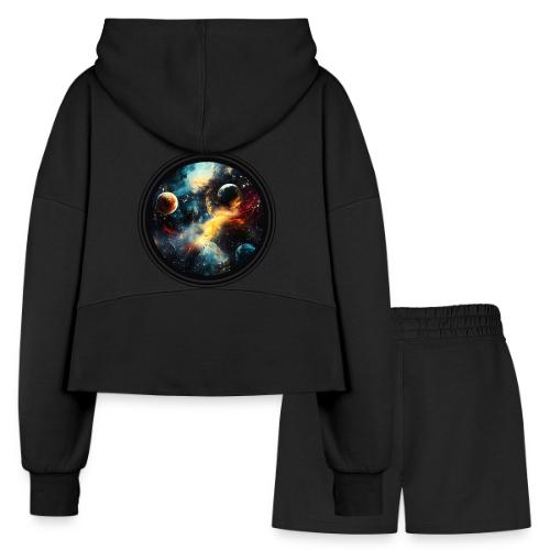 Painted Cosmos of Planets - Women’s Cropped Hoodie & Jogger Short Set