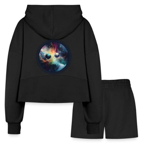 Chaotic Color Planets - Women’s Cropped Hoodie & Jogger Short Set