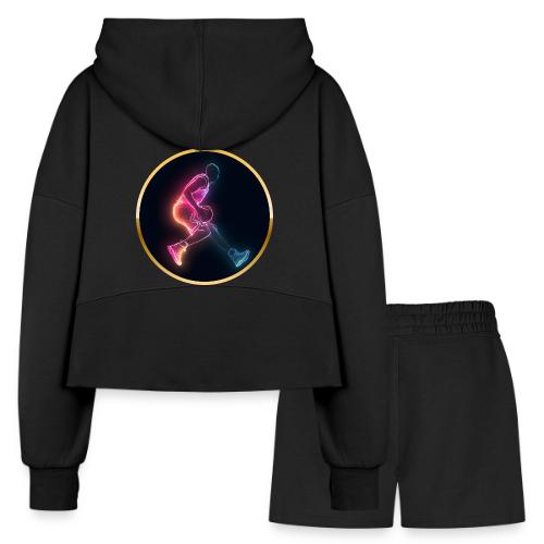 Basketball: Golden Court Glow - Women’s Cropped Hoodie & Jogger Short Set