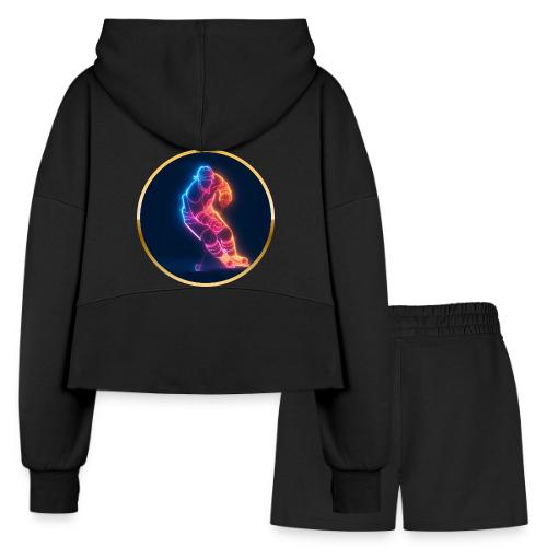 Hockey: Neon Hockey Sketch - Women’s Cropped Hoodie & Jogger Short Set