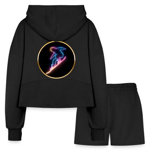 Snowboarding: Neon Snow Drift - Women’s Cropped Hoodie & Jogger Short Set