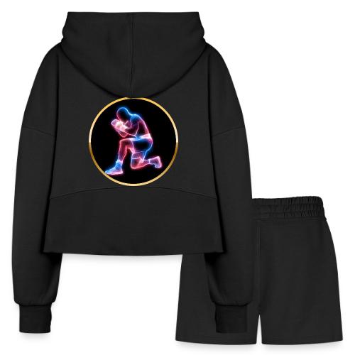 Neon Boxing Focus - Women’s Cropped Hoodie & Jogger Short Set