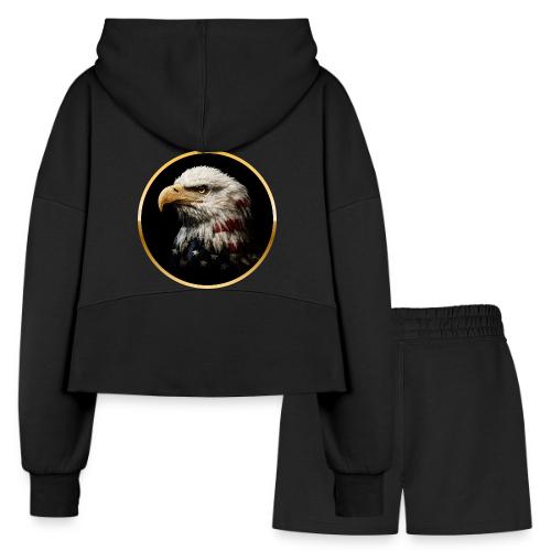 America: Golden Freedom Crest - Women’s Cropped Hoodie & Jogger Short Set