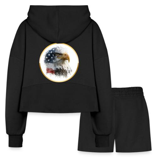 USA: Patriot Wing Emblem - Women’s Cropped Hoodie & Jogger Short Set