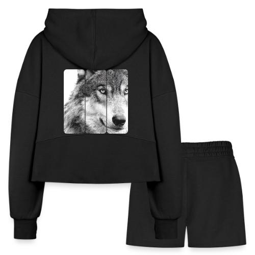 Wolf Face Triptych: Silent Alpha - Women’s Cropped Hoodie & Jogger Short Set