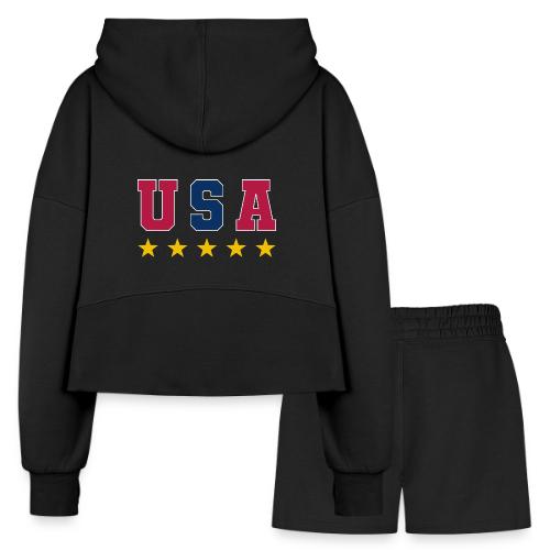 USA Varsity Stars - Women’s Cropped Hoodie & Jogger Short Set