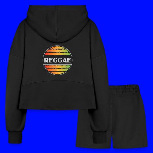 Reggae celebration vibrant rasta music design - Women’s Cropped Hoodie & Jogger Short Set