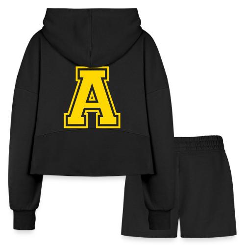 Letter A – Capital Athletic Alphabet Monogram - Women’s Cropped Hoodie & Jogger Short Set