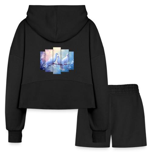 Symbols of Peace and Serenity - Women’s Cropped Hoodie & Jogger Short Set