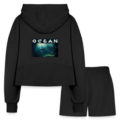 Ocean Whisper - Women’s Cropped Hoodie & Jogger Short Set