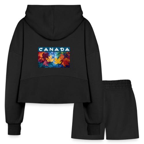 Canada in Brushstrokes - Women’s Cropped Hoodie & Jogger Short Set