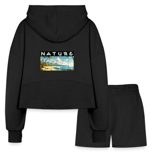 Nature: Sun-Kissed Shore - Women’s Cropped Hoodie & Jogger Short Set