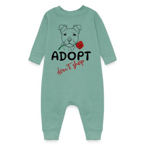 Retro Adopt Dont Shop Cute Puppy Rose Tee - Baby Fleece One Piece