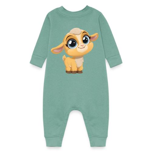 Sweet Cartoon Baby Goat with Joyful Smile - Baby Fleece One Piece