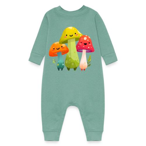 Trio of Happy Mushrooms - Baby Fleece One Piece