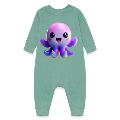 Joyful Cartoon Purple Baby Octopus with Big Smile - Baby Fleece One Piece