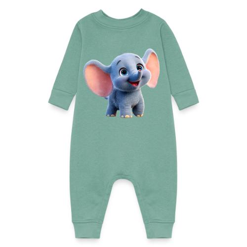 Playful Baby Elephant with Big Eyes - Baby Fleece One Piece