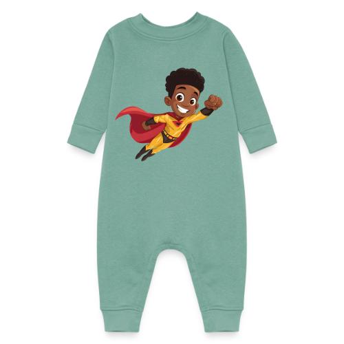 Flying Cartoon Superhero Boy in Red Cape - Baby Fleece One Piece