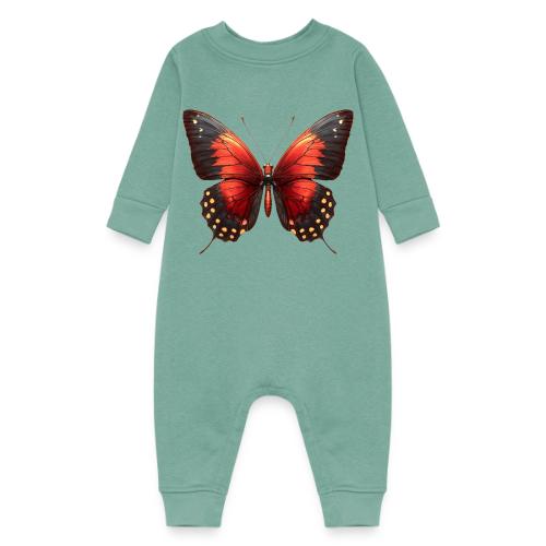 Bright Red, Black, and Yellow Butterfly - Baby Fleece One Piece