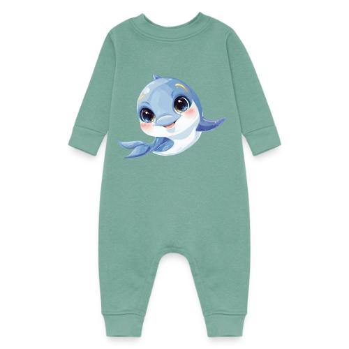 Joyful Blue-White Baby Dolphin - Baby Fleece One Piece