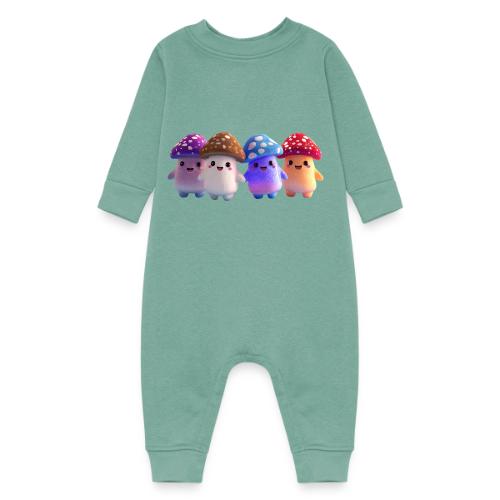 Colorful Cartoon Mushroom Quartet - Baby Fleece One Piece