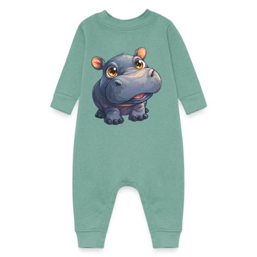 Cute Cartoon Baby Hippo with Big Innocent Eyes - Baby Fleece One Piece