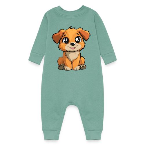 Cute Sitting Puppy Cartoon with Big Eyes - Baby Fleece One Piece