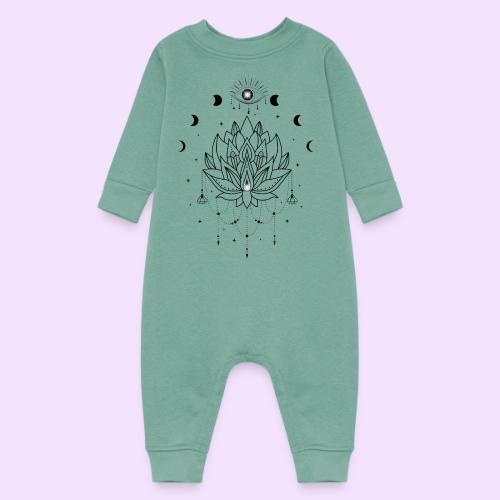 Third Eye Black Lotus Flower - Moon Cycle Design - Baby Fleece One Piece