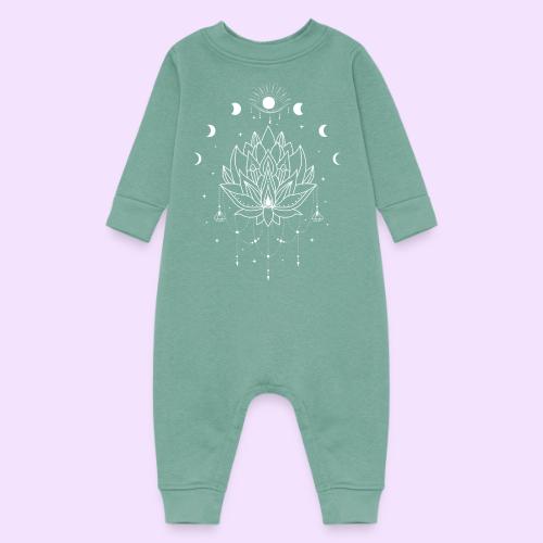 Third Eye White Lotus Flower - Moon Cycle Design - Baby Fleece One Piece