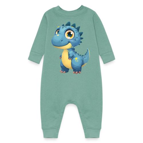 Smiling Blue and Yellow Baby Dinosaur - Baby Fleece One Piece