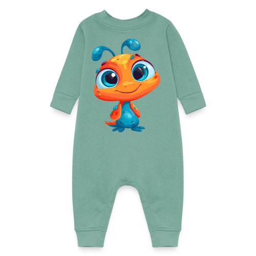 Fun Cartoon Alien in Orange and Blue - Baby Fleece One Piece